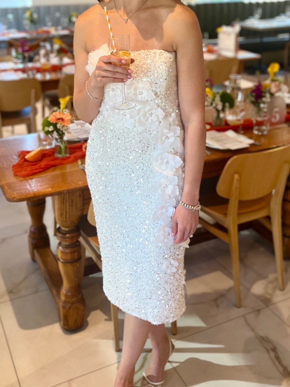 White sequin strapless midi dress - Picture 4 of 4